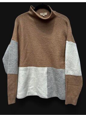 Anthropology's ENTRO - Brown, Cream, Grey Turtleneck Sweater (Med)
